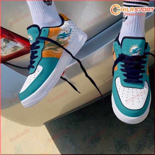 Air Force 1 Miami Dolphins Sneakers Stylish Shoes for Men and Women - soulcals