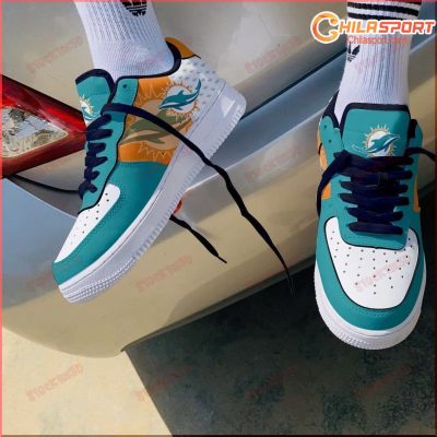 Air Force One Miami Dolphins Sneakers Stylish Athletic Shoes Best Gifts for Him - soulcals