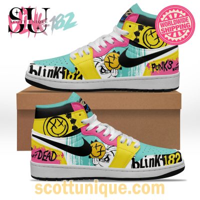Premium Blink-182 Colorful Art Nike Air Jordan High Top Sneakers -Soulcals.com