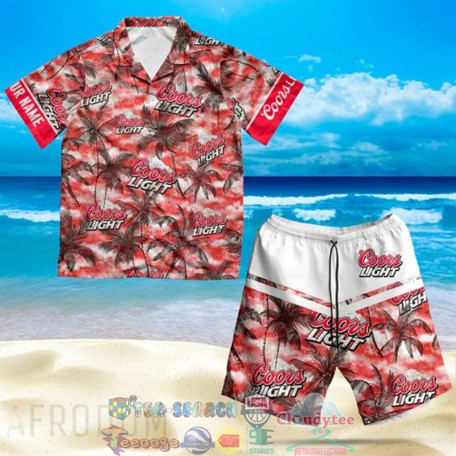Personalized Name Coors Light Beer Palm Tree Hawaiian Shirt Beach Shorts - Hot Sale 2025