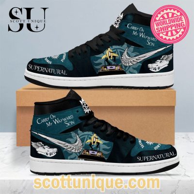 Carry On My Wayward Son Nike Air Jordan 1 High Top Sneaker -Soulcals.com