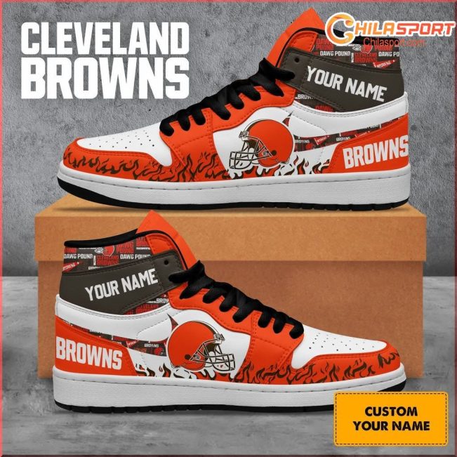 Cleveland Browns AJ1 High Top Sneakers Shoes Gift For Stylish Men Women - soulcals