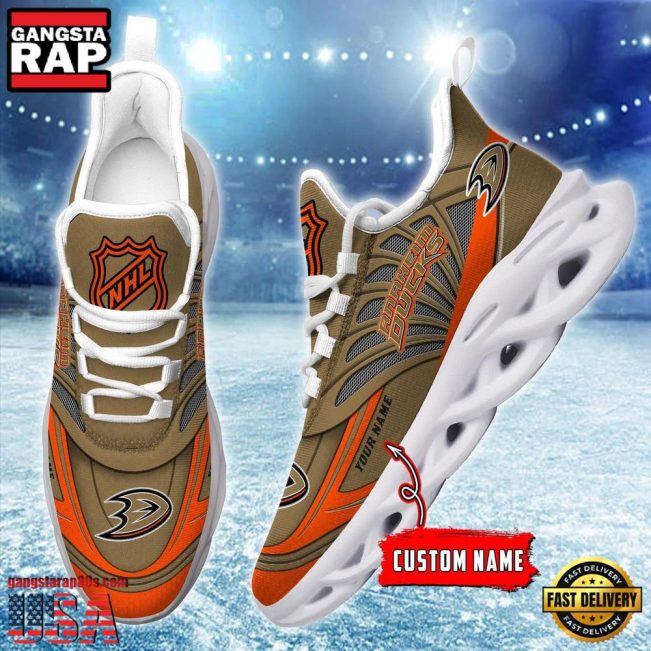 NHL Custom Name Anaheim Ducks Team Logo Design Max Soul Shoes Running Sneakers - soulcals