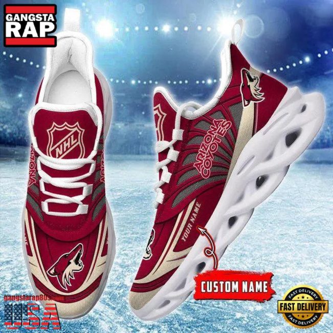 NHL Custom Name Arizona Coyotes Team Logo Design Max Soul Shoes Running Sneakers - soulcals