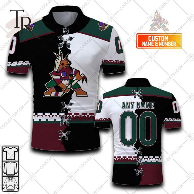 Customized NHL Arizona Coyotes Mix Jersey Style Polo Shirt - Soulcals.com