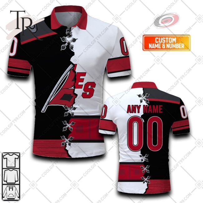 Customized NHL Carolina Hurricanes Mix Jersey Style Polo Shirt - Soulcals.com