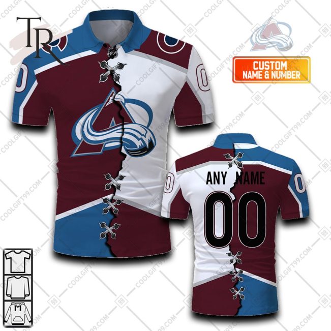 Customized NHL Colorado Avalanche Mix Jersey Style Polo Shirt - Soulcals.com