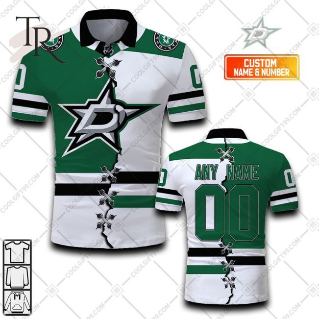 Customized NHL Dallas Stars Mix Jersey Style Polo Shirt - Soulcals.com