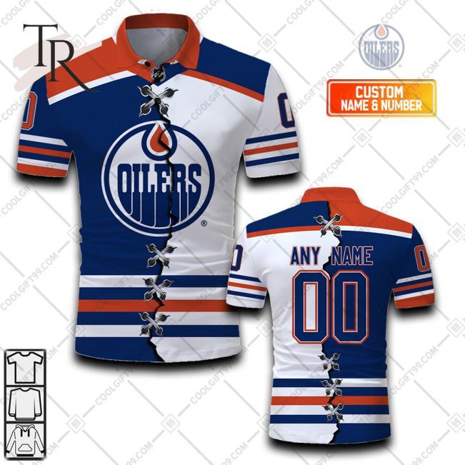 Customized NHL Edmonton Oilers Mix Jersey Style Polo Shirt - Soulcals.com