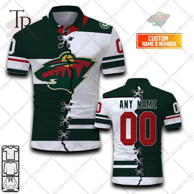Customized NHL Minnesota Wild Mix Jersey Style Polo Shirt - Soulcals.com