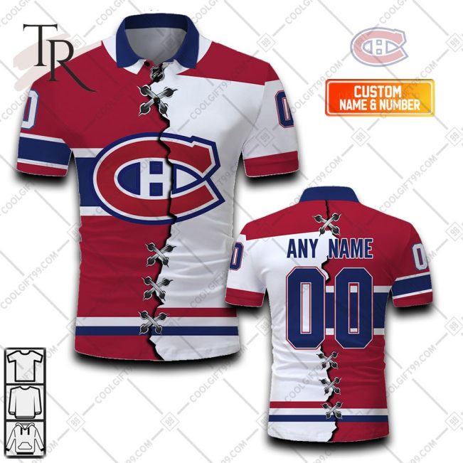 Customized NHL Montreal Canadiens Mix Jersey Style Polo Shirt - Soulcals.com