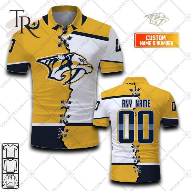 Customized NHL Nashville Predators Mix Jersey Style Polo Shirt - Soulcals.com