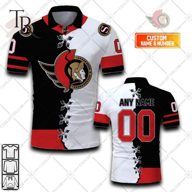 Customized NHL Ottawa Senators Mix Jersey Style Polo Shirt - Soulcals.com