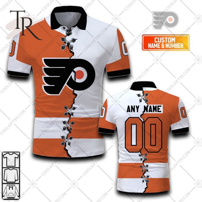 Customized NHL Philadelphia Flyers Mix Jersey Style Polo Shirt - Soulcals.com
