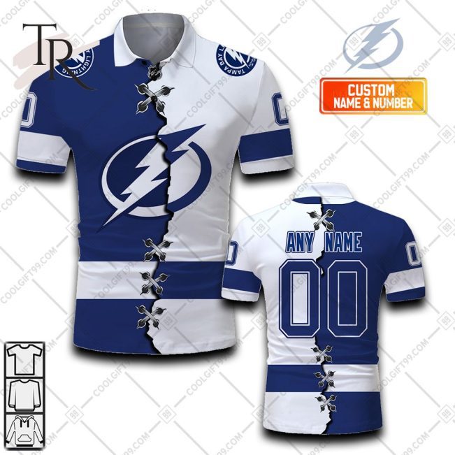 Customized NHL Tampa Bay Lightning Mix Jersey Style Polo Shirt - Soulcals.com