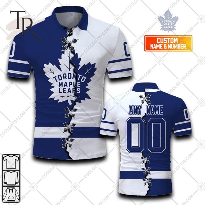 Customized NHL Toronto Maple Leafs Mix Jersey Style Polo Shirt - Soulcals.com