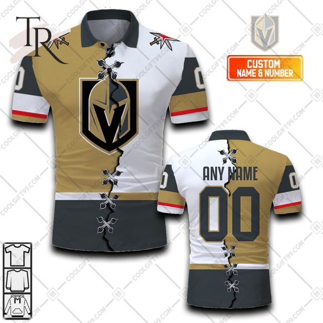 Customized NHL Vegas Golden Knights Mix Jersey Style Polo Shirt - Soulcals.com