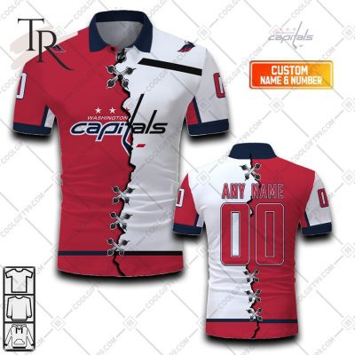 Customized NHL Washington Capitals Mix Jersey Style Polo Shirt - Soulcals.com