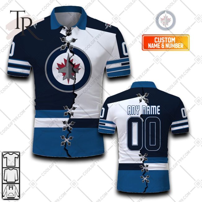 Customized NHL Winnipeg Jets Mix Jersey Style Polo Shirt - Soulcals.com