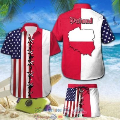 Poland American Flag Hawaiian Shirt And Shorts - Hot Sale 2025