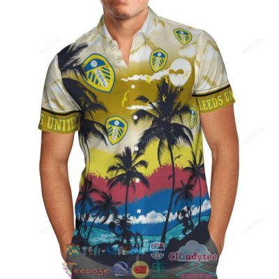Leeds United Palm Tree Hawaiian Shirt Beach Shorts - Hot Sale 2025