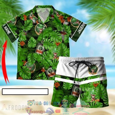 Personalized Name Jagermeister Tropical Leaves Hawaiian Shirt Beach Shorts - Hot Sale 2025