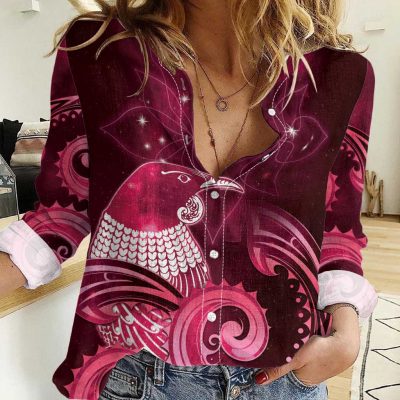 Polynesian Women's Long Sleeve Shirt  Polynesian design Honu, Wave, Sun, Spear, Fern Symbols Polynesian shirts NCY208