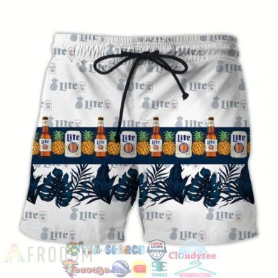 Miller Lite Beer Tropical Pineapple Hawaiian Shirt Beach Shorts - Hot Sale 2025