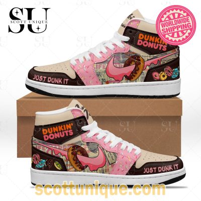 Dunkin? Donuts Just Dunk It Air Jordan 1 High Top Sneakers -Soulcals.com