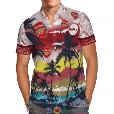 Arsenal Fc Palm Tree Hawaiian Shirt Beach Shorts - Hot Sale 2025