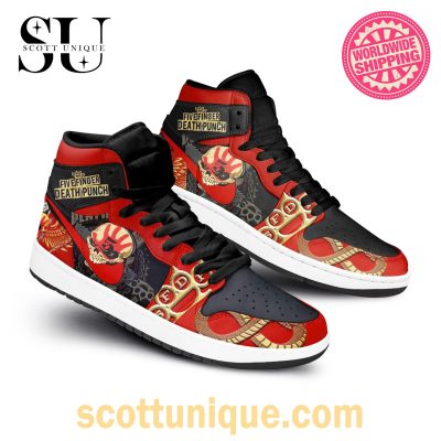 Five Finger Death Punch Skull Nike Air Jordan 1 High Top Sneaker -Soulcals.com