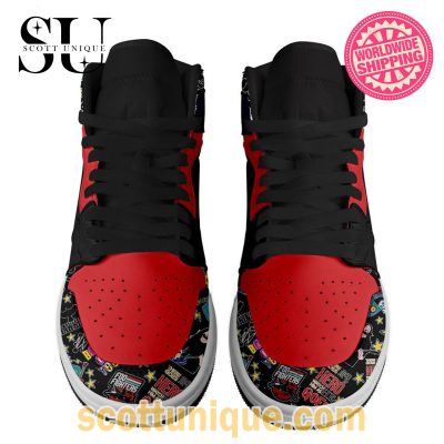 Foo Fighters Red Black Nike Air Jordan 1 High Top Sneakers -Soulcals.com