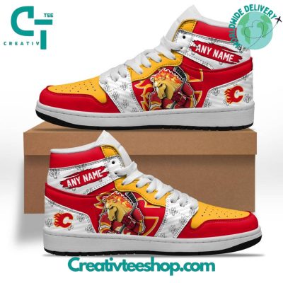NHL Calgary Flames Special Team Mascot Design Air Jordan 1 Sneaker - soulcals.com
