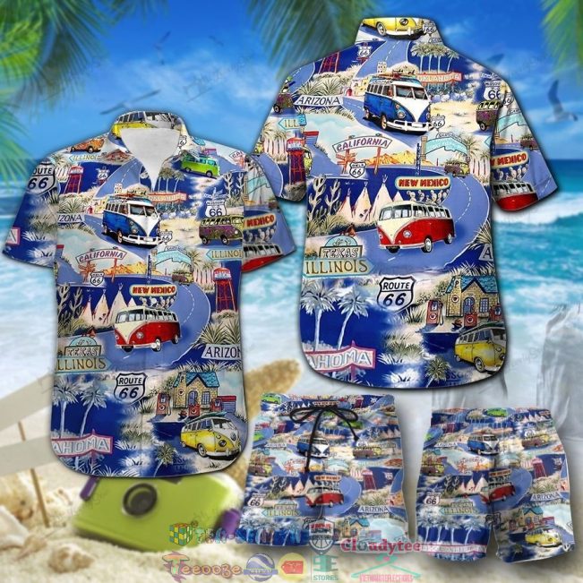 Camping Route 66 Hawaiian Shirt And Shorts - Hot Sale 2025