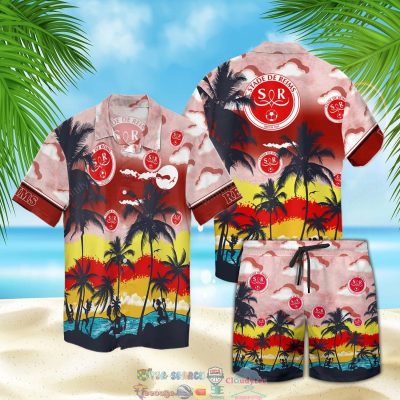 Stade De Reims Fc Palm Tree Hawaiian Shirt Beach Shorts - Hot Sale 2025
