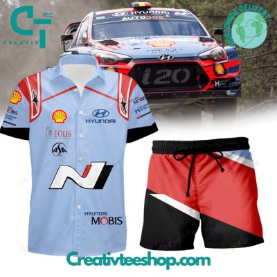 Hyundai Shell Mobis World Rally Team Hawaiian Shirt and Shorts - Teesmith