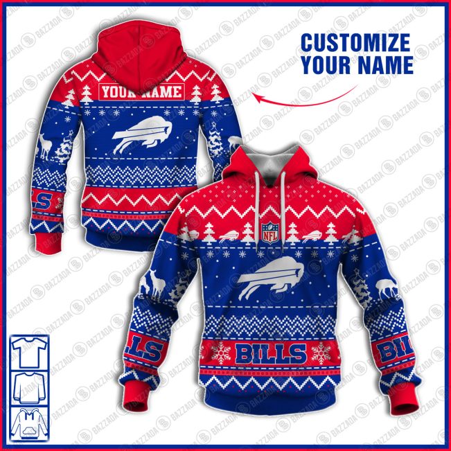 Xmas NFL Buffalo Bills Personalize name Unisex Sweatshirt , Freece Hoodie, Freece Zipper Hoodie Gift For Thanksgiving Christmas New Year
