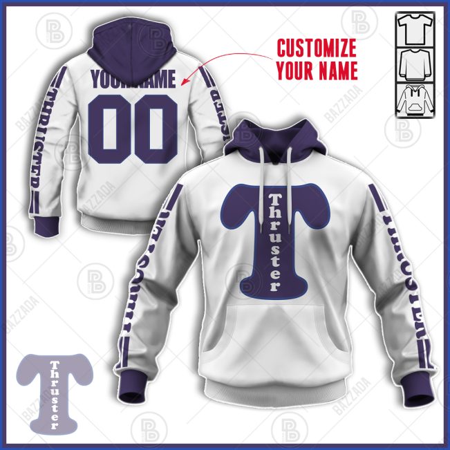 THRUSTER RACING WHITE OLD SCHOOL BIKE JERSEY CLASSIC BMX JERSEY RACE BIKE SHIRT VINTAGE- Personalize name and number