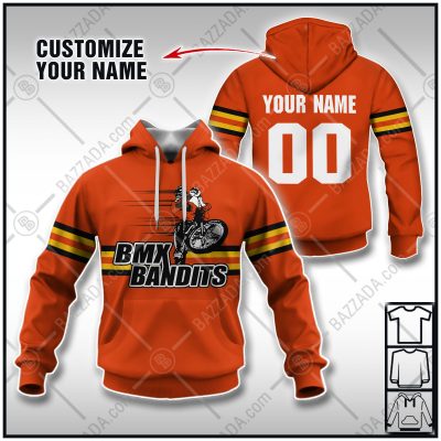 BANDITS RACE ORANGE OLD SCHOOL BIKE JERSEY CLASSIC BMX JERSEY RACE BIKE SHIRT VINTAGE- Personalize name and number