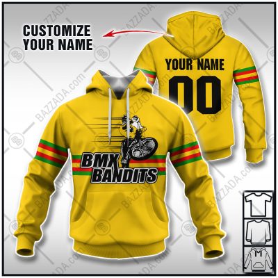 BANDITS RACE YELLOW OLD SCHOOL BIKE JERSEY CLASSIC BMX JERSEY RACE BIKE SHIRT VINTAGE- Personalize name and number