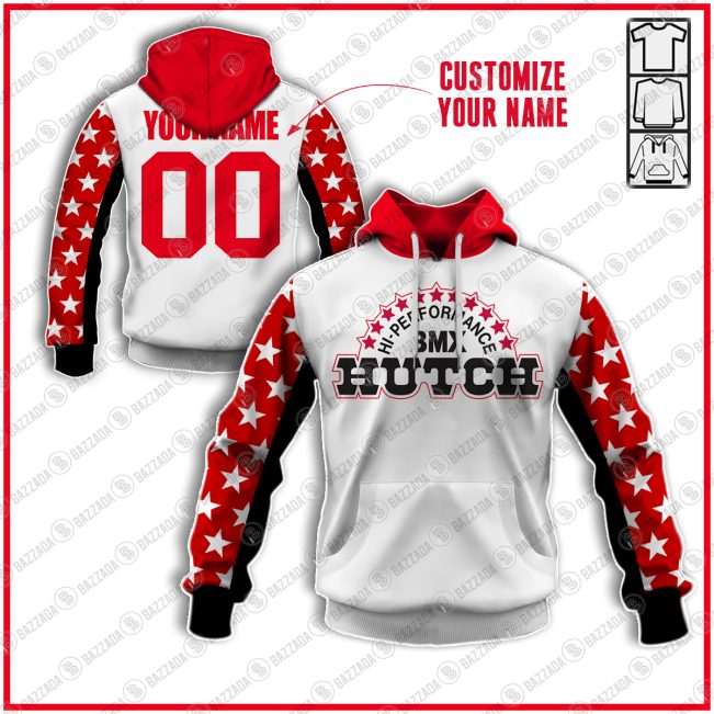 HUTCH TEAM WHITE OLD SCHOOL BIKE JERSEY CLASSIC BMX JERSEY RACE BIKE SHIRT VINTAGE- Personalize name and number