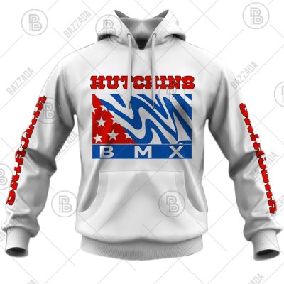 HUTCHINS TEAM WHITE OLD SCHOOL BIKE JERSEY CLASSIC BMX JERSEY RACE BIKE SHIRT VINTAGE- Personalize name and number