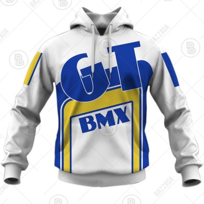 GT TEAM WHITE LINE BLUE YELLOW OLD SCHOOL BIKE JERSEY CLASSIC BMX JERSEY RACE BIKE SHIRT VINTAGE- Personalize name and number