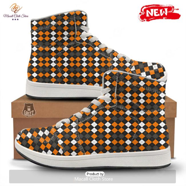 HOT Argyle Halloween Print Pattern High Top Sneakers - soulcals