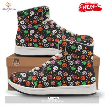 HOT Candy Monsters Halloween Print Pattern High Top Sneakers - soulcals