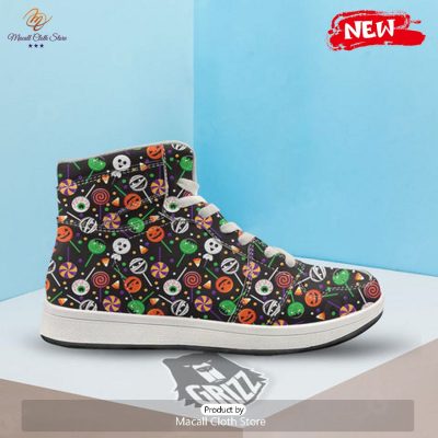 HOT Candy Monsters Halloween Print Pattern High Top Sneakers - soulcals