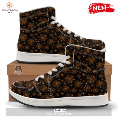 HOT Cobweb Halloween Print Pattern High Top Sneakers - soulcals