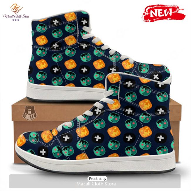 HOT Frankenstein Face Halloween Print Pattern High Top Sneakers - soulcals