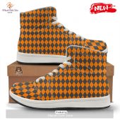 Hot Halloween Argyle Grey And Orange Print High Top Sneakers Out Of The World - demo10
