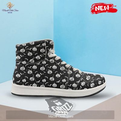 HOT Halloween Bat White And Black Print High Top Sneakers - soulcals